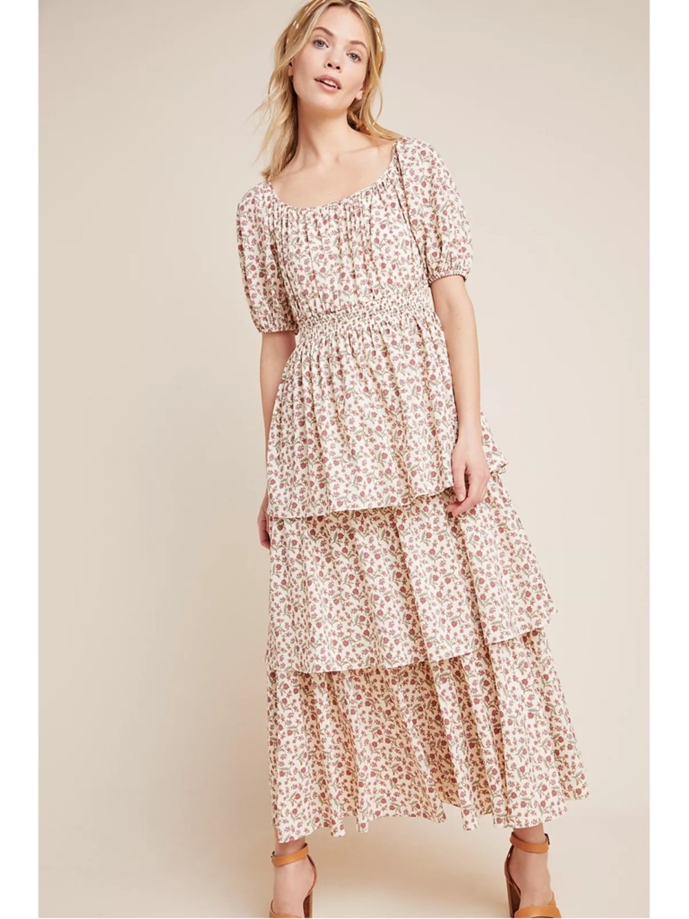 Gal Meets Glam Anthropologie Luciana Tiered Floral Dress